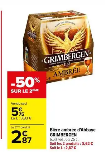 Carrefour Bière ambrée d'abbaye grimbergen offre