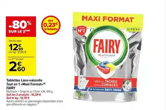 Carrefour Tablettes lave-vaisselle tout en 1 «maxi format» fairy offre