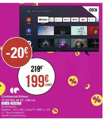 Casino Supermarchés Tv led full hd 43 offre