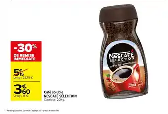 Carrefour Café soluble nescafé sélection offre
