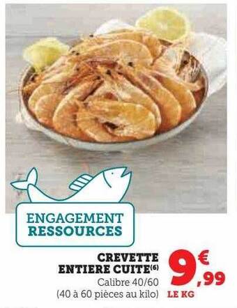 Hyper U Crevette entière cuite offre