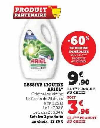 Hyper U Lessive liquide ariel offre