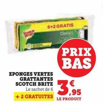 Hyper U Éponges vertes grattantes scotch brite offre