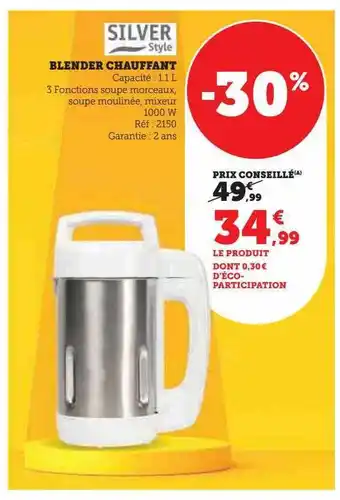 Hyper U Blender chauffant silver style offre