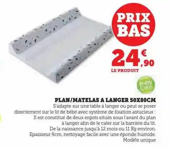 Hyper U Plan-matelas à langer 50 x 80 cm baby calin offre