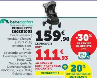 Hyper U Poussette ingenious bebeconfort offre