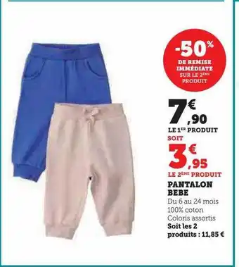 Hyper U Pantalon bébé offre