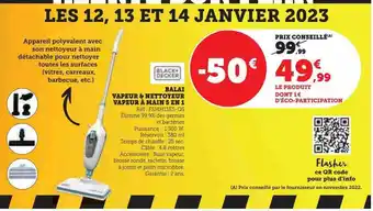Balai vapeur & nettoyeur vapeur à main 5 en 1 black + decker
