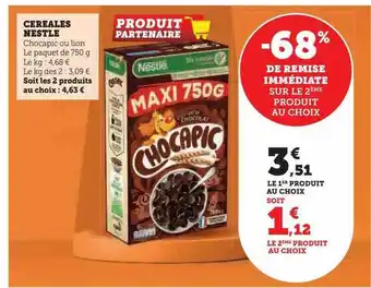 Hyper U Céréales nestlé chocapic offre