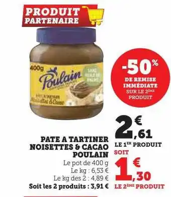 Hyper U Pâte à tartiner noisettes & cacao poulain offre