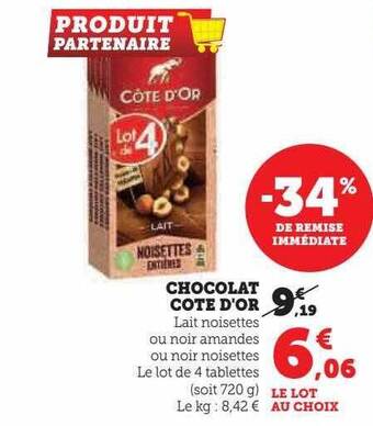 Hyper U Chocolat côte d'or offre