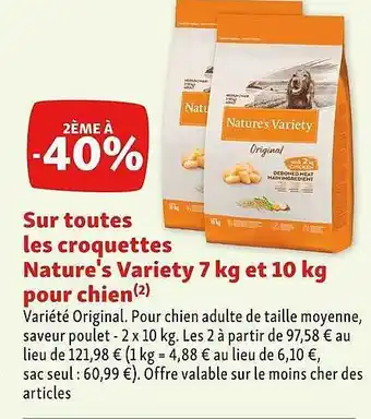 Maxi Zoo Les croquettes nature's variety 7 kg et 10 kg pour chien offre