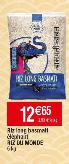 Riz long basmati éléphant riz du monde