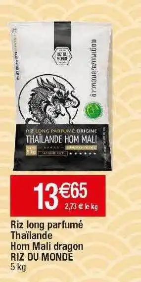Migros Riz long parfumé thaïlande hom mali dragon riz du monde offre