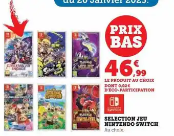 Hyper U Sélection jeu nintendo switch offre