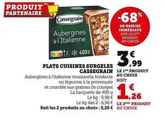 U Express Plats cuisinés surgelés cassegrain offre