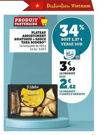 U Express Plateau assortiment asiatique + sauce taka sodebo offre