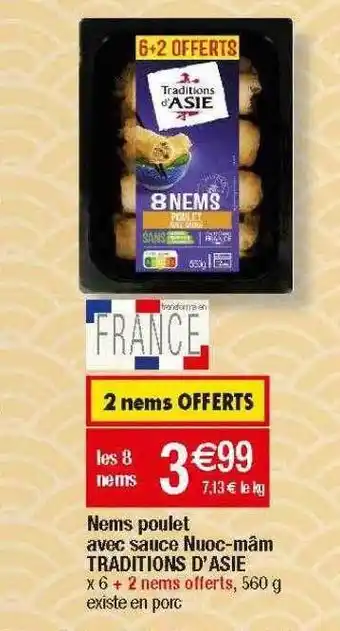 Migros Nems poulet avec sauce nuoc-mâm traditions d'asie offre