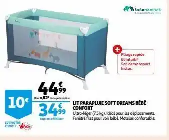 Auchan Lit parapluie soft dreams bébé confort offre