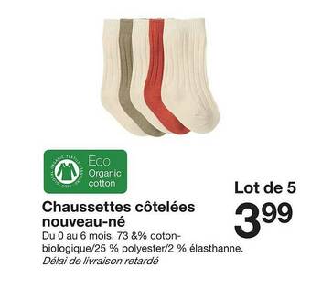 Zeeman Chaussettes Côtelées Nouveau-né offre