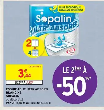 Intermarché Essuie-Tout Ultra Absorb Blanc x2 Sopalin offre