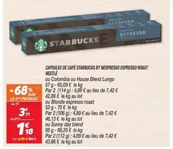 Netto Capsules de café starbucks by nespresso espresso roast nestle offre