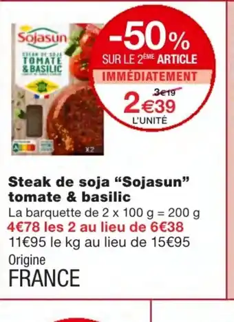Monoprix Steak de soja Sojasun tomate & basilic offre