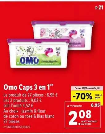 Lidl Omo Caps 3 en 1 offre