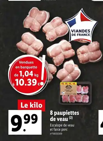 Lidl 8 paupiettes de veau offre