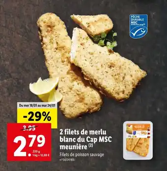 Lidl 2 filets de merlu blanc du Cap MSC meunière offre