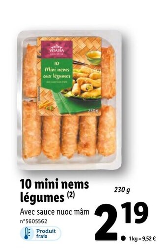 Lidl 10 mini nems légumes offre