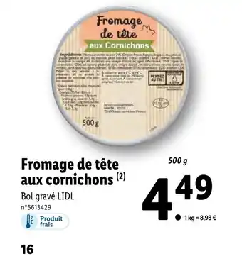 Lidl Fromage De Tete Aux Cornichons offre