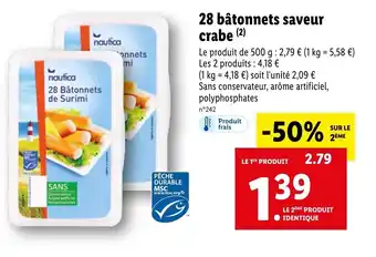 Lidl 28 Batonnets Saveur Crabe offre
