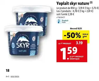 Lidl Yoplait Skyr Nature offre