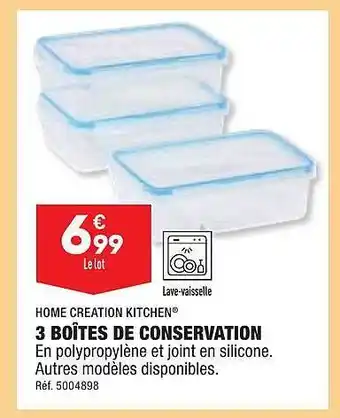 ALDI 3 boîtes de conservation home creation kitchen offre