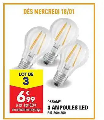 ALDI 3 ampoules led osram offre