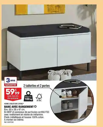 ALDI Banc avec rangement home creation living offre