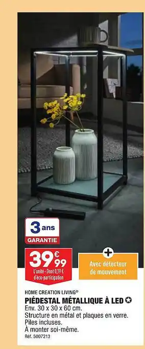 ALDI Piédestal métallique à led home creation living offre