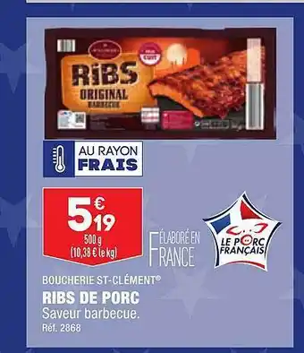 Ribs de porc boucherie st-clément