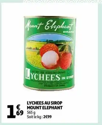 Auchan Lychees au sirop mount éléphant offre