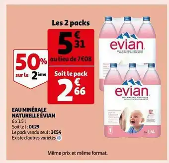 Auchan Eau minérale naturelle évian offre