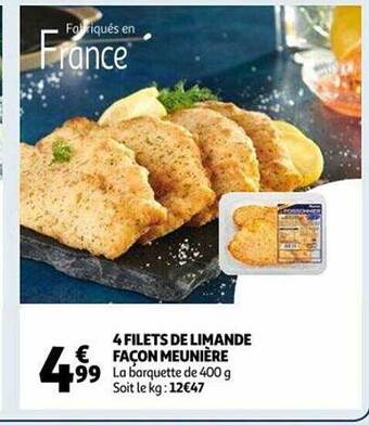 Auchan 4 filets de limande façon meunière offre