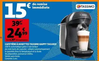 Auchan Cafetière à dosettes tassimo happy tas100z offre