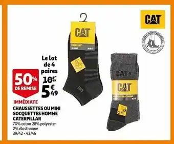 Auchan Chaussettes ou mini socquettes homme caterpillar offre