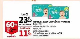 Auchan Changes baby dry géant pampers offre