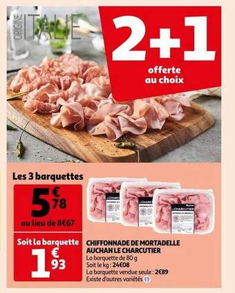 Auchan Chiffonnade de mortadelle auchan le charcutier offre