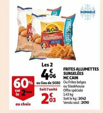 Auchan Frites allumettes surgelées mccain offre
