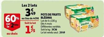 Auchan Pots de fruits blédina offre