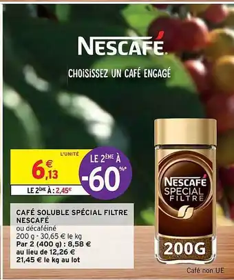 Intermarché Café soluble spécial filtre nescafé offre