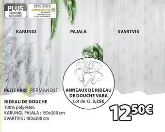 JYSK Rideau de douche karungi, pajala, svartvik offre